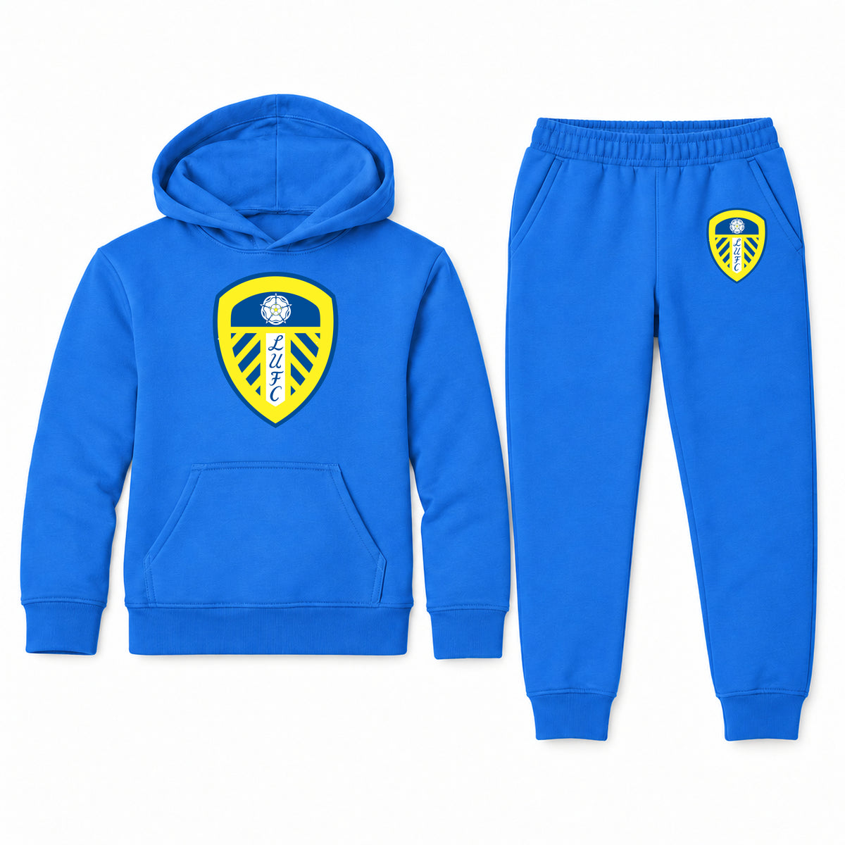 Leeds United Football Club youth hoodie jogger set, Blue, Youth Large ages 10–12