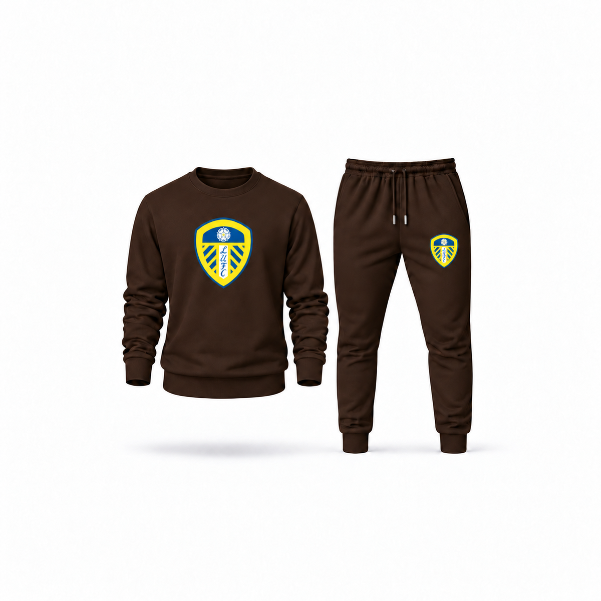 Men's Leeds United Football Club Sweatshirt Joggers Set | Color: Brown | Main