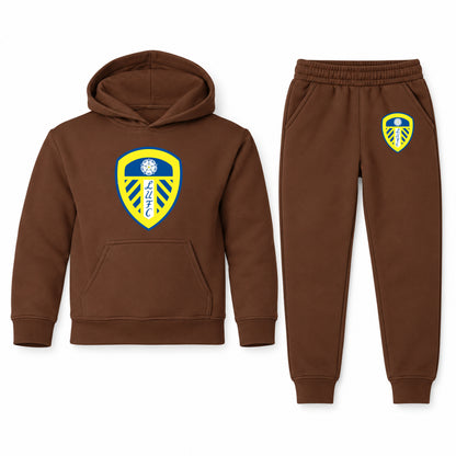 Leeds United Football Club youth hoodie jogger set, Brown, Youth Large ages 10–12