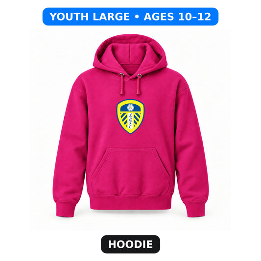 Leeds United Football Club - Youth Large Hoodie (Ages 10–12) | Color: Hot Pink
