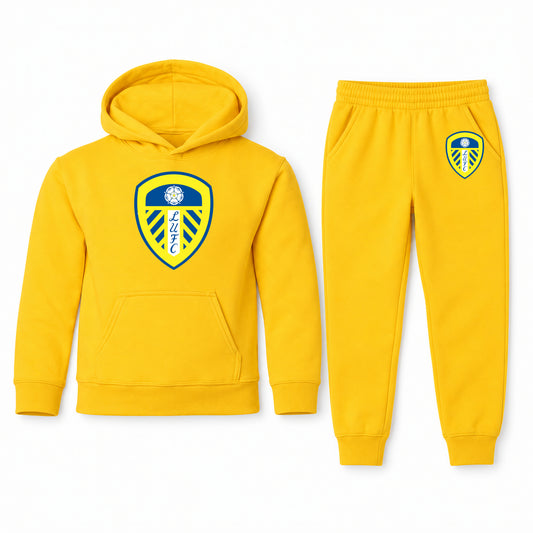 Leeds United Football Club youth hoodie jogger set, Yellow, Youth Large ages 10–12