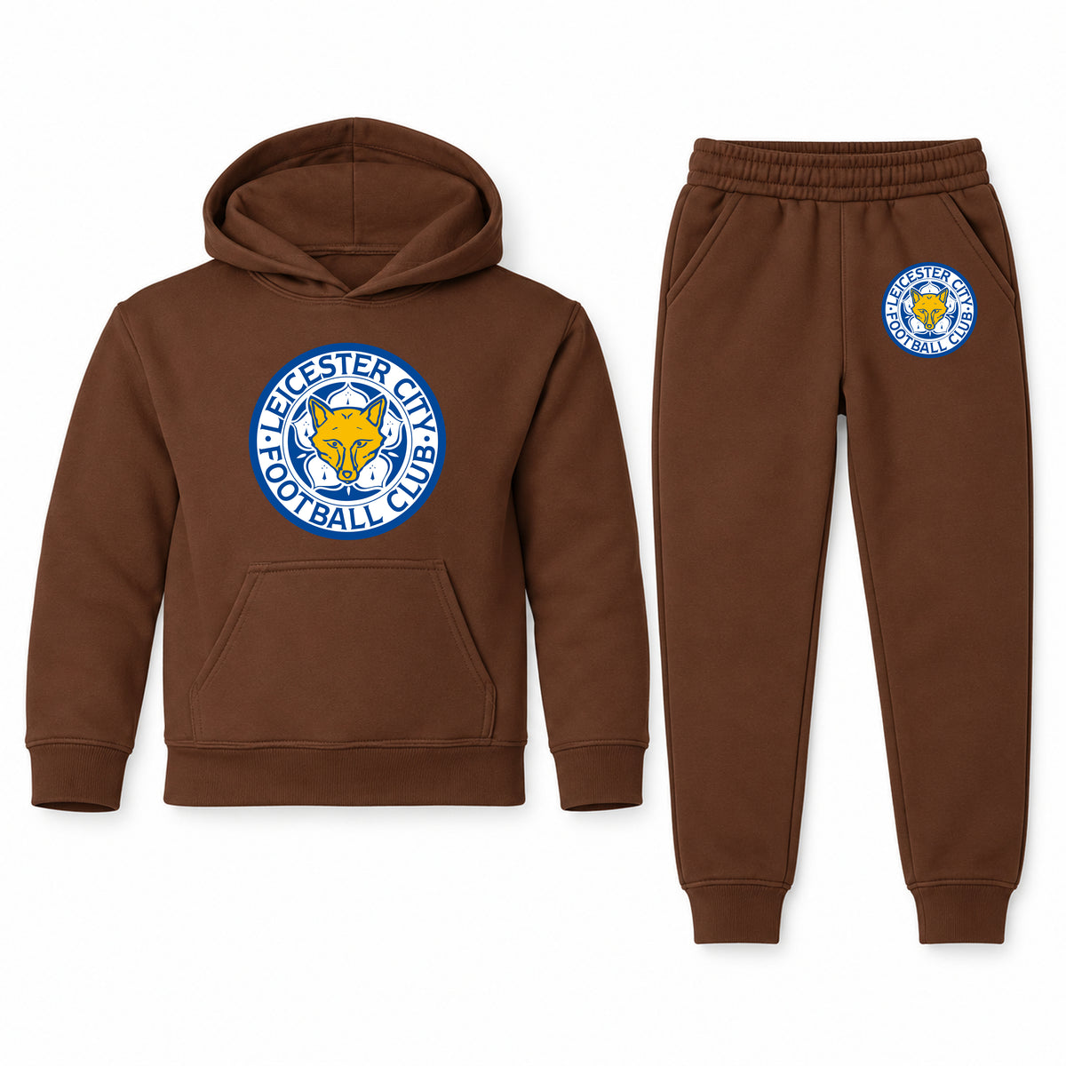 Leicester City FC youth hoodie jogger set, Brown, Youth Large ages 10–12