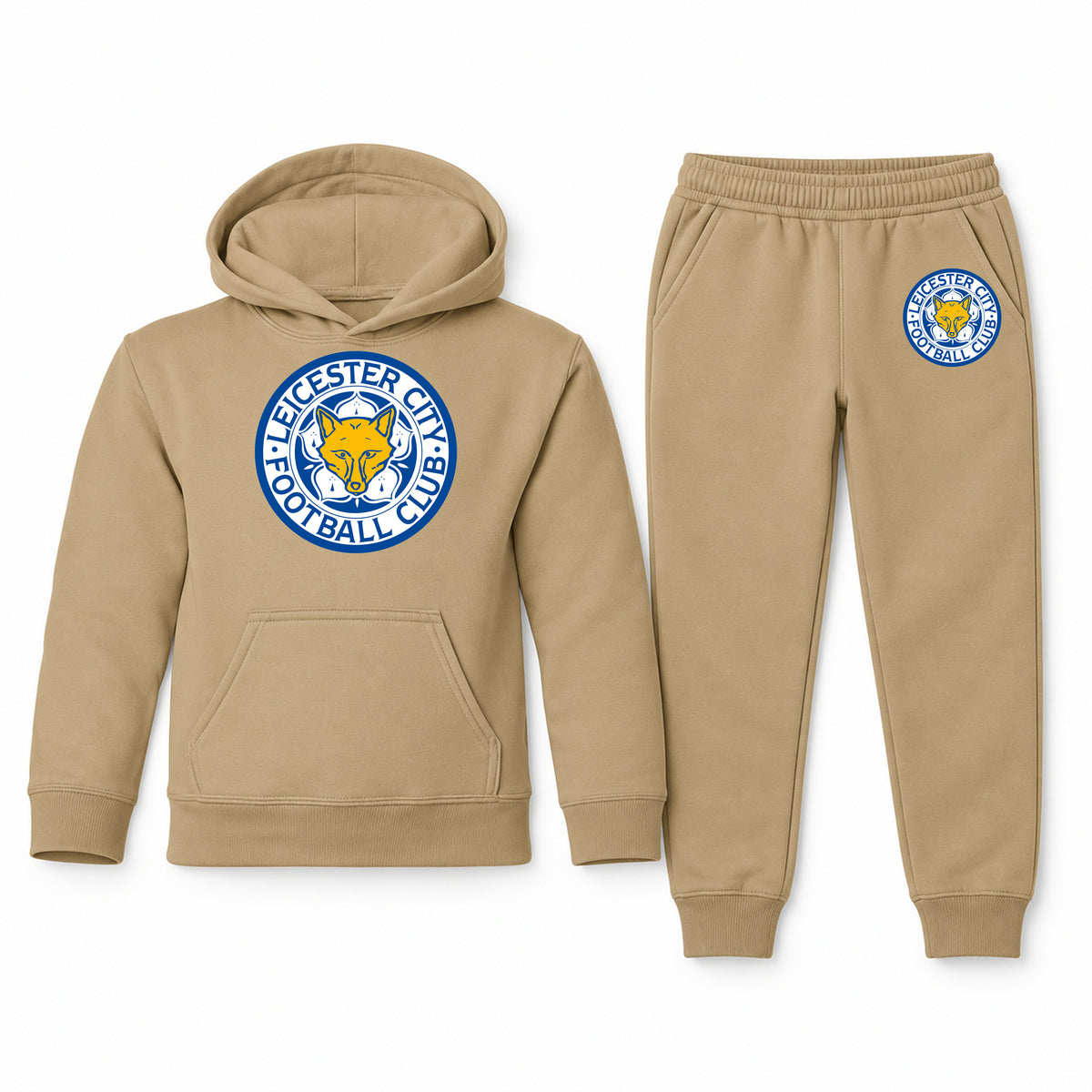 Leicester City FC youth hoodie jogger set, Khaki, Youth Large ages 10–12