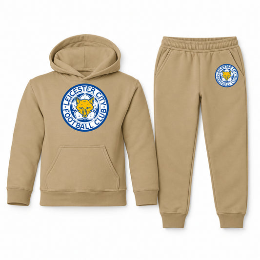 Leicester City FC youth hoodie jogger set, Khaki, Youth Large ages 10–12