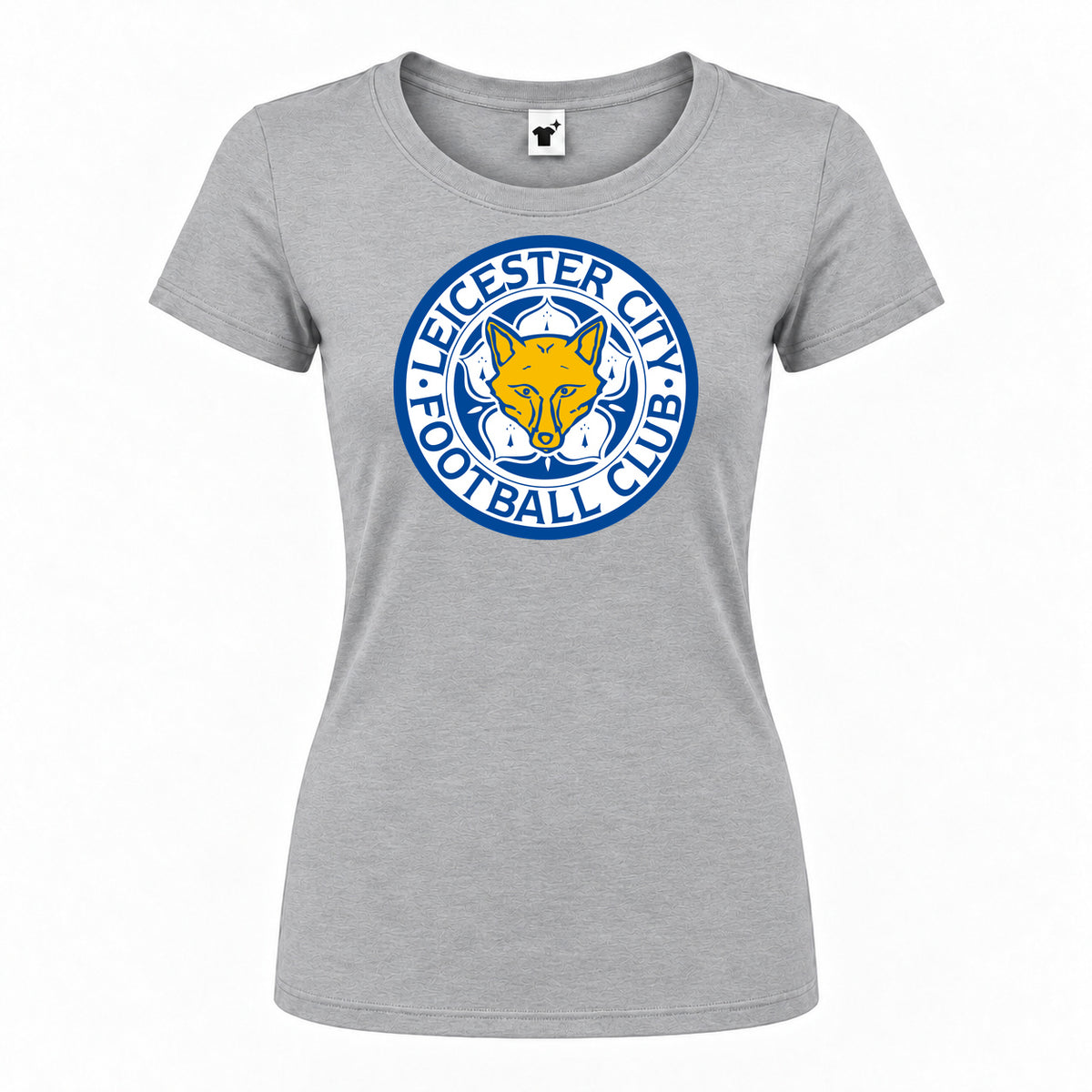 Women's Leicester City FC Round Neck T-Shirt — Grey — original logo on current Drive garment