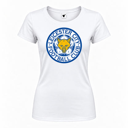 Women's Leicester City FC Round Neck T-Shirt — White — original logo on current Drive garment