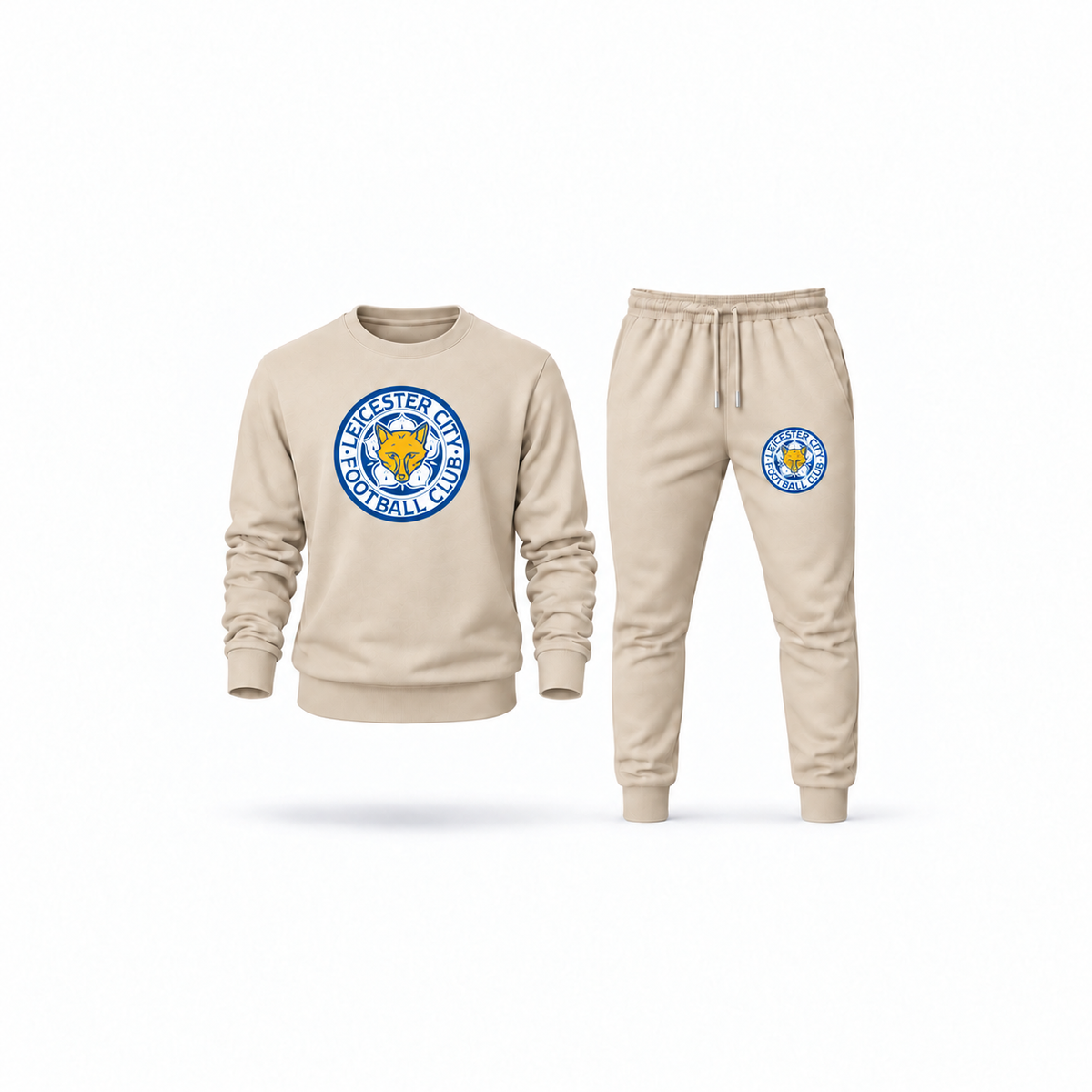 Men's Leicester City FC Sweatshirt Joggers Set | Color: Tan | Main
