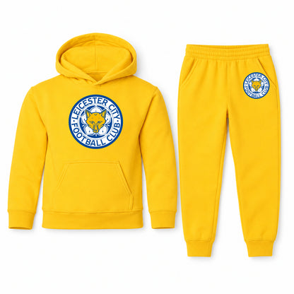 Leicester City FC youth hoodie jogger set, Yellow, Youth Large ages 10–12