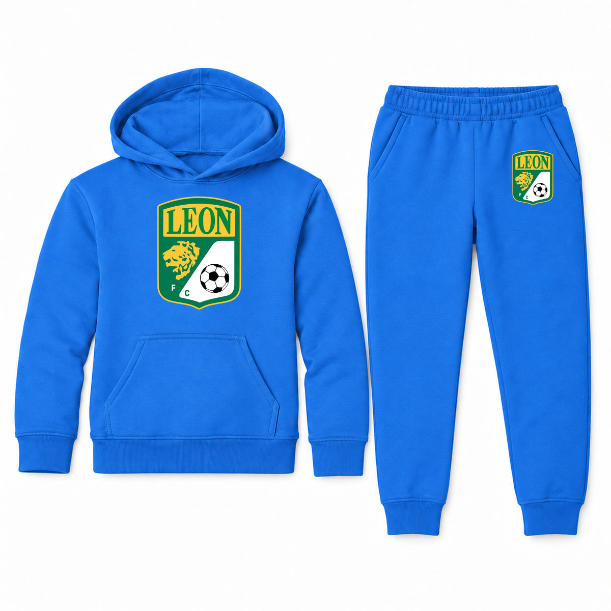 Leon FC youth hoodie jogger set, Blue, Youth Large ages 10–12