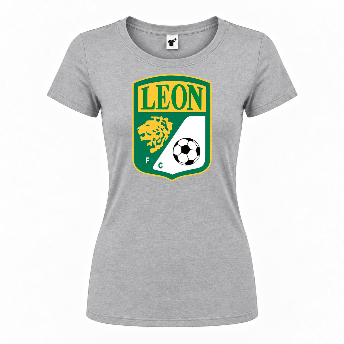 Women's Leon FC Round Neck T-Shirt — Grey — original logo on current Drive garment