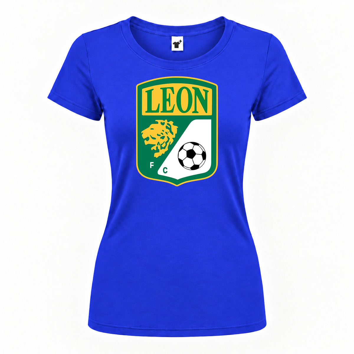 Women's Leon FC Round Neck T-Shirt — Royal Blue — original logo on current Drive garment