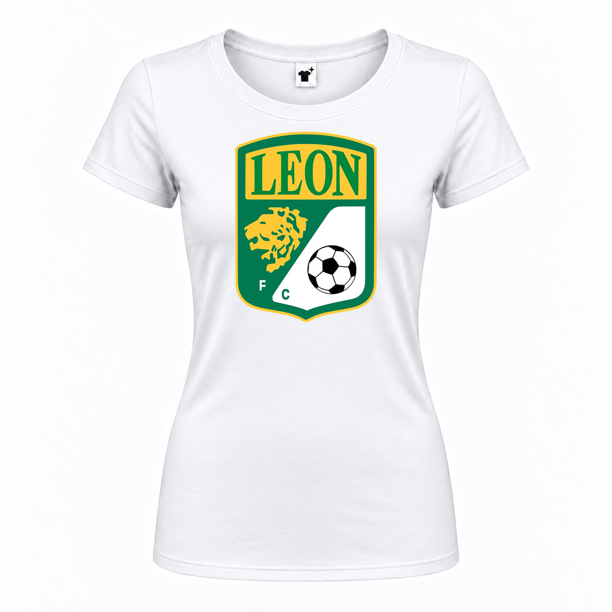 Women's Leon FC Round Neck T-Shirt — White — original logo on current Drive garment