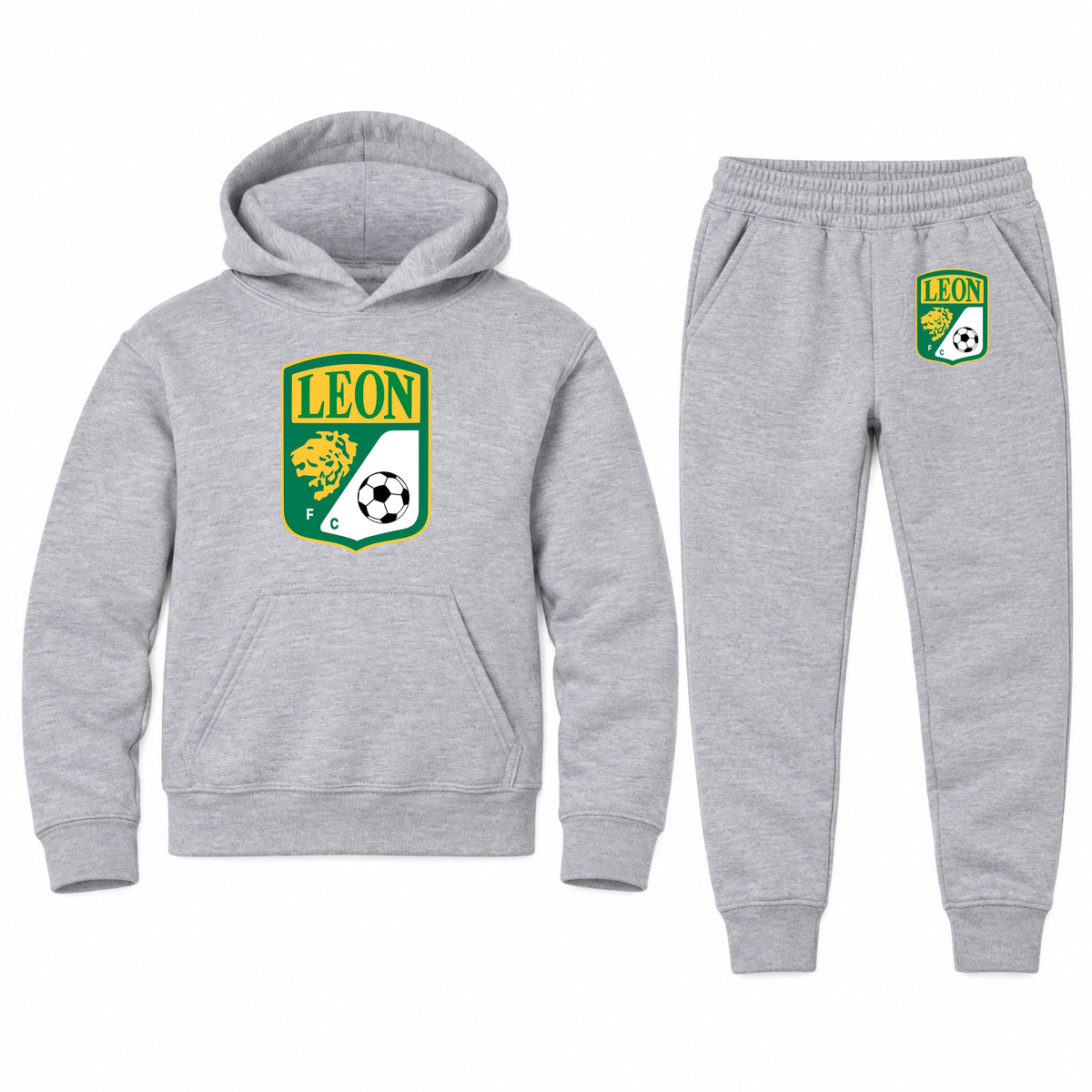 Leon FC youth hoodie jogger set, Sports Grey, Youth Large ages 10–12