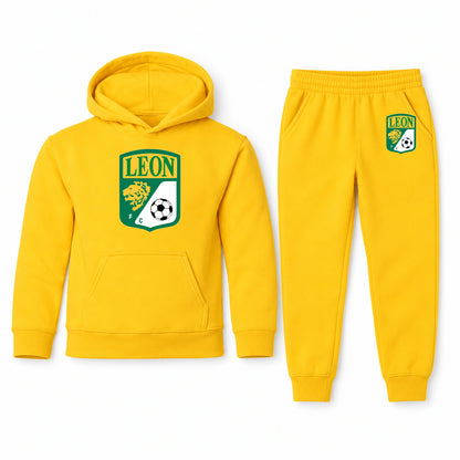Leon FC youth hoodie jogger set, Yellow, Youth Large ages 10–12
