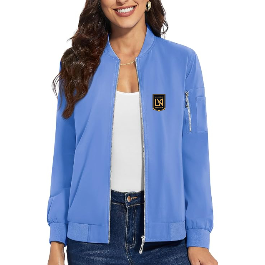 Women's LAFC Los Angeles Football Club - Premium Bomber Jacket with Polished Detailing and Functional Sleeve Pocket - Modern Luxury Outerwear