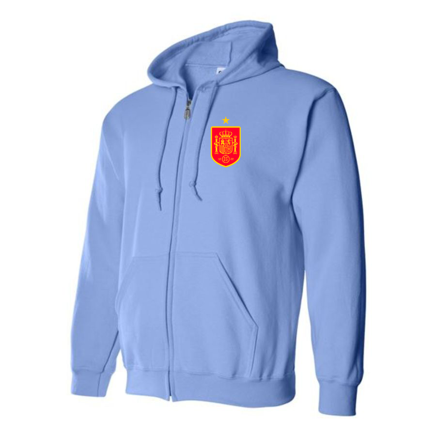 Men's Spain Red Logo National Soccer Team Zipper Hoodie