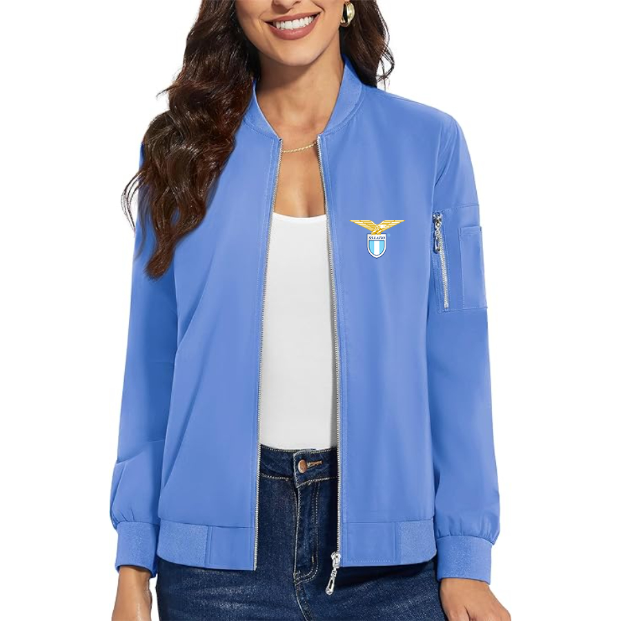 Women's Lazio FC - Premium Bomber Jacket with Polished Detailing and Functional Sleeve Pocket - Modern Luxury Outerwear