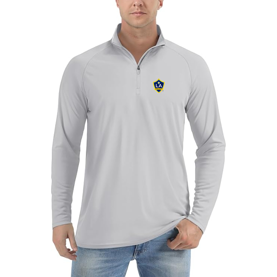 Men’s LA Galaxy FC - Lightweight Quarter-Zip Athletic Shirt – Long Sleeve Performance Wear