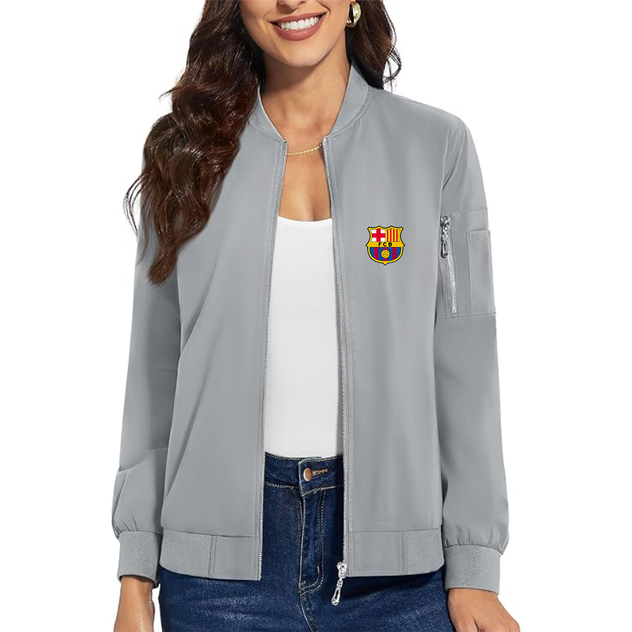 Women's  F.C. Barcelona Soccer - Premium Bomber Jacket with Polished Detailing and Functional Sleeve Pocket - Modern Luxury Outerwear (Copy)