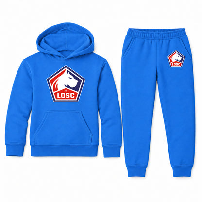 Lille Olympique FC youth hoodie jogger set, Blue, Youth Large ages 10–12