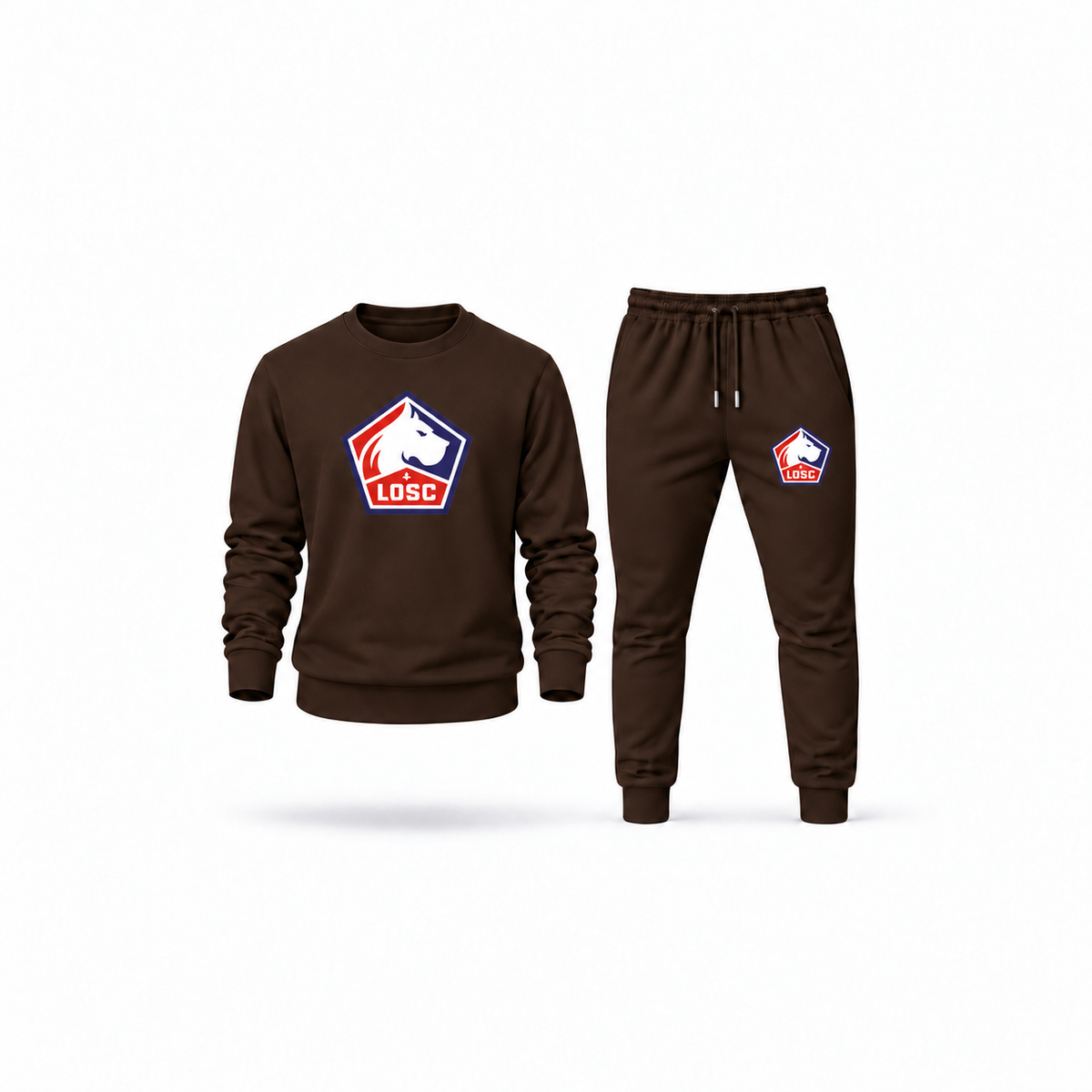 Men's Lille Olympique FC Sweatshirt Joggers Set | Color: Brown | Main