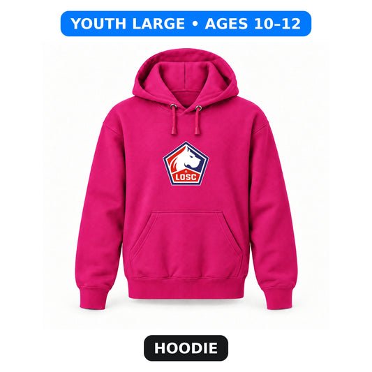 Lille Olympique FC - Youth Large Hoodie (Ages 10–12) | Color: Hot Pink