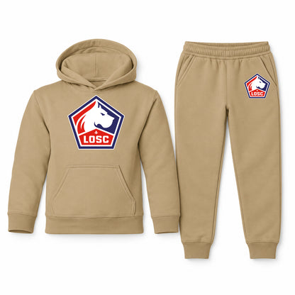 Lille Olympique FC youth hoodie jogger set, Khaki, Youth Large ages 10–12