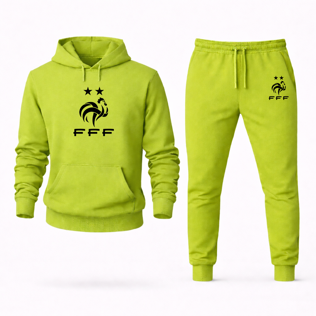 Men's France Soccer Logo Hoodie Joggers Set