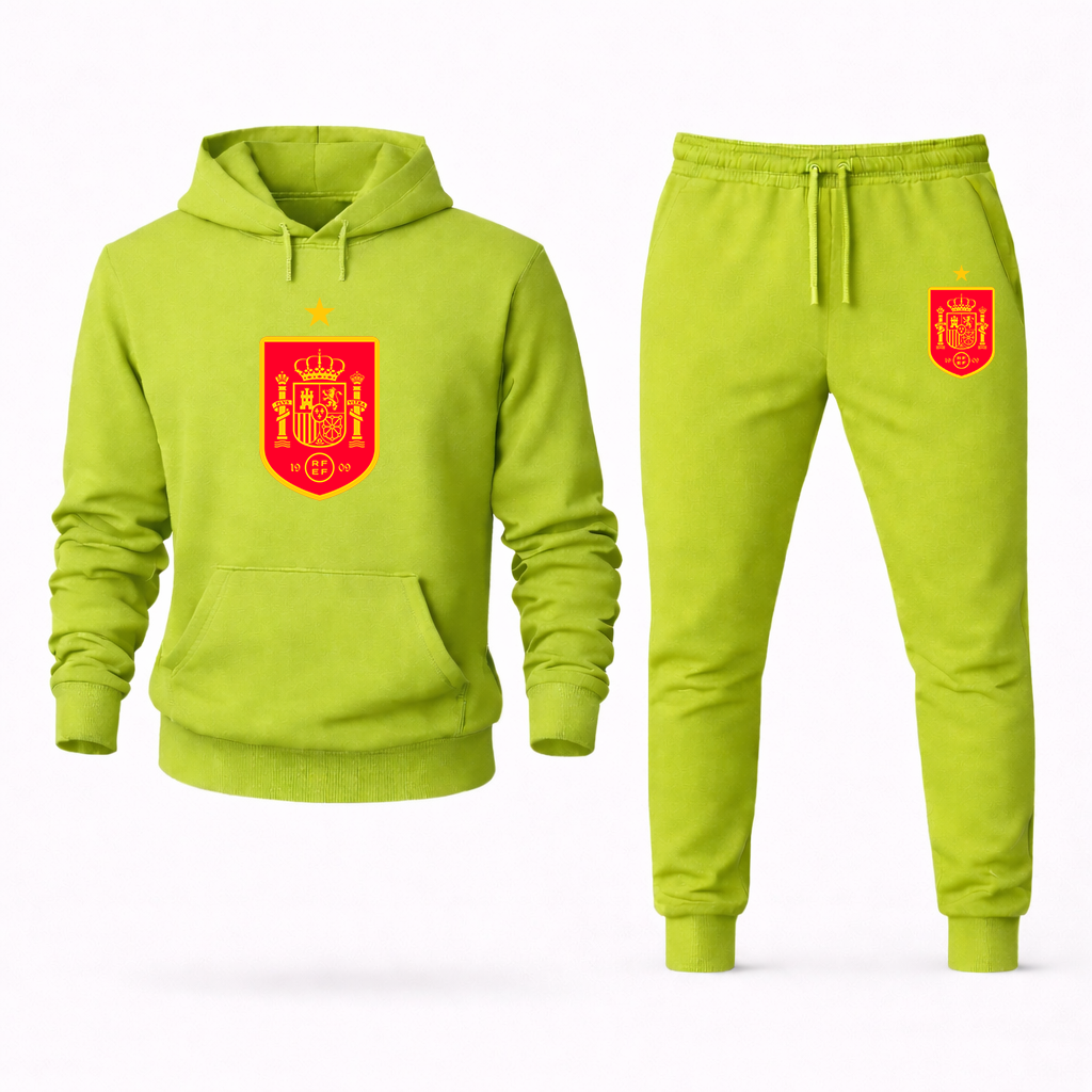 Men's Spain Red Logo National Soccer Team Hoodie Joggers Set