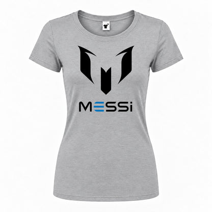Women's Lionel Messi Air Messi Soccer Round Neck T-Shirt — Grey — original logo on current Drive garment