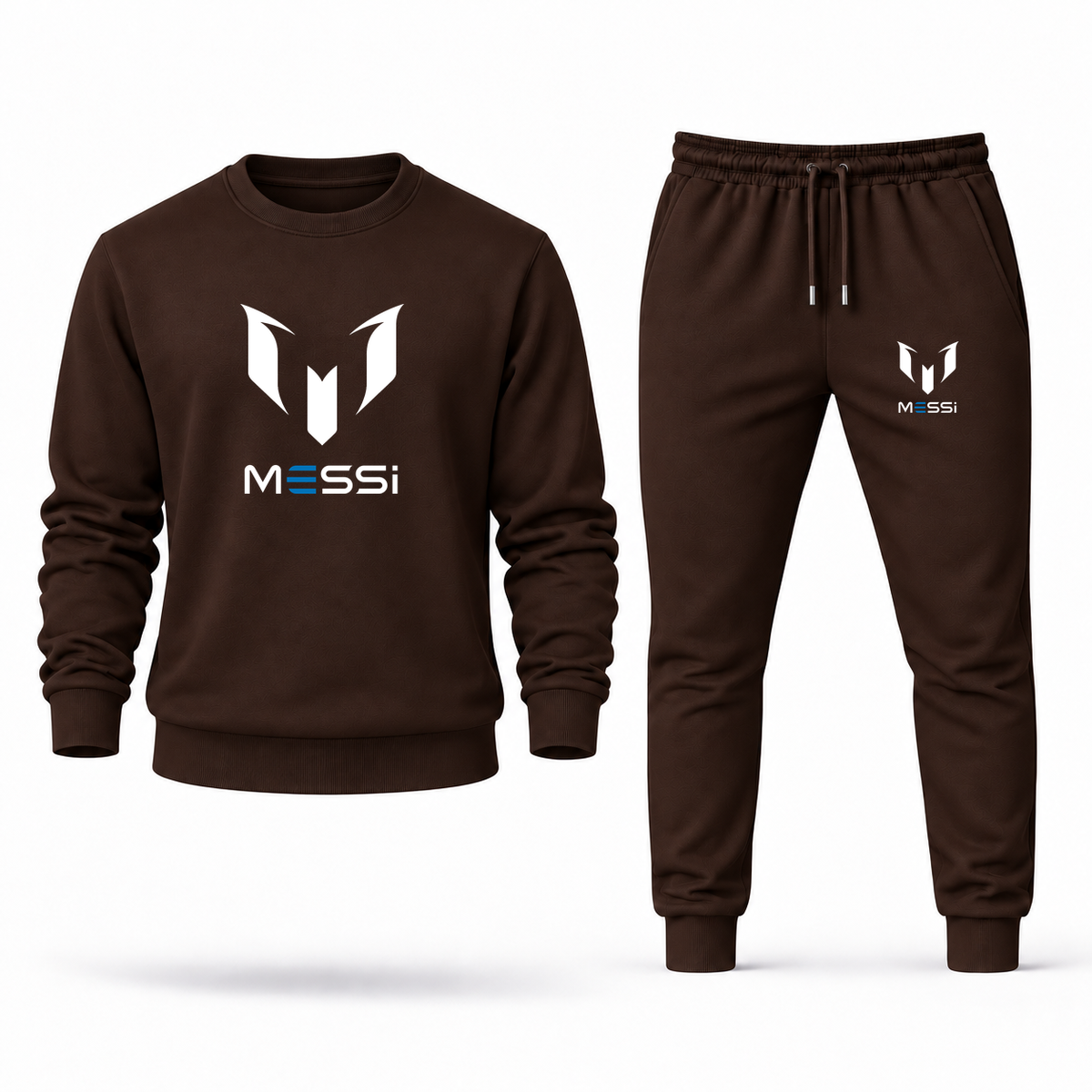 Men's Lionel Messi Air Messi Soccer Sweatshirt Joggers Set | Color: Brown | Original artwork on Drive garment