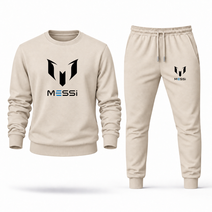 Men's Lionel Messi Air Messi Soccer Sweatshirt Joggers Set | Color: Tan | Original artwork on Drive garment