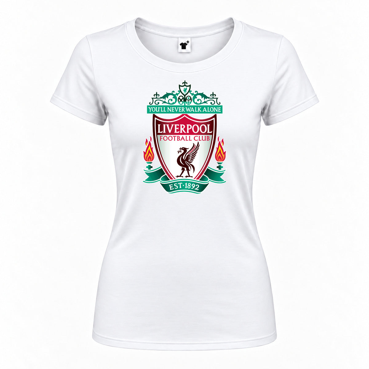 Women's Liverpool FC Est. 1892 Round Neck T-Shirt — White — original logo on current Drive garment