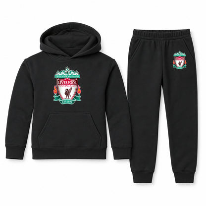 Liverpool Football Club Est.1892 youth hoodie jogger set, Black, Youth Large ages 10–12