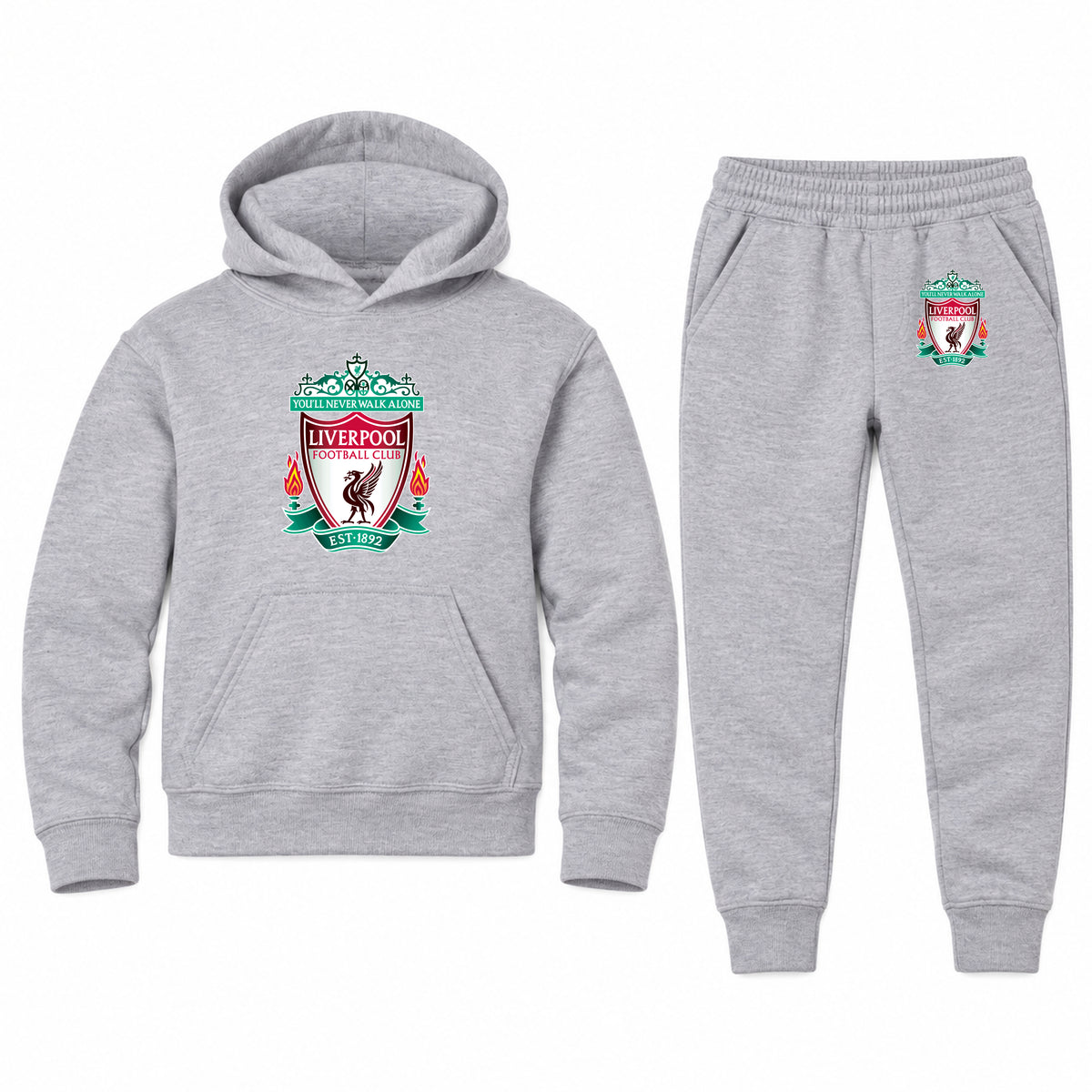 Liverpool Football Club Est.1892 youth hoodie jogger set, Sports Grey, Youth Large ages 10–12