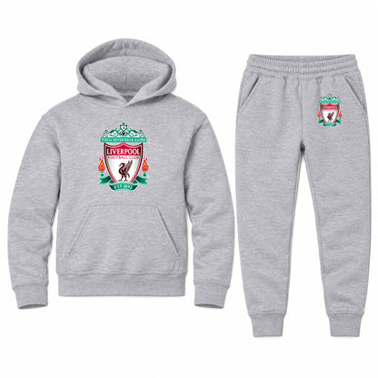 Liverpool Football Club Est.1892 youth hoodie jogger set, Sports Grey, Youth Large ages 10–12