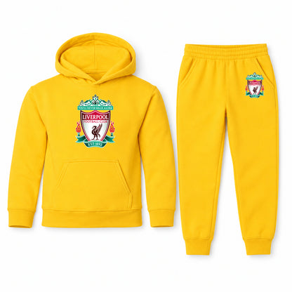 Liverpool Football Club Est.1892 youth hoodie jogger set, Yellow, Youth Large ages 10–12