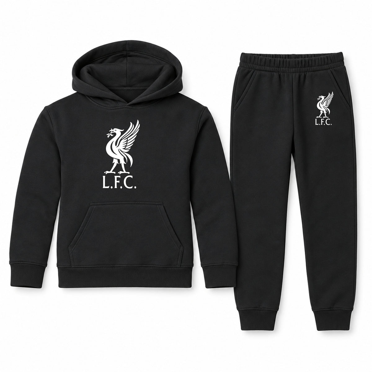 Liverpool L.F.C Soccer youth hoodie jogger set, Black, Youth Large ages 10–12