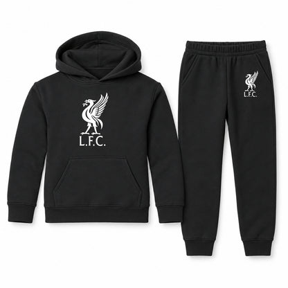 Liverpool L.F.C Soccer youth hoodie jogger set, Black, Youth Large ages 10–12