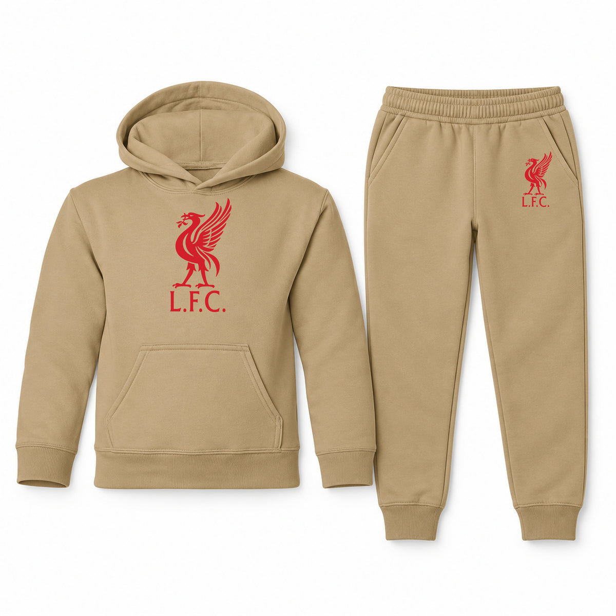 Liverpool L.F.C Soccer youth hoodie jogger set, Khaki, Youth Large ages 10–12