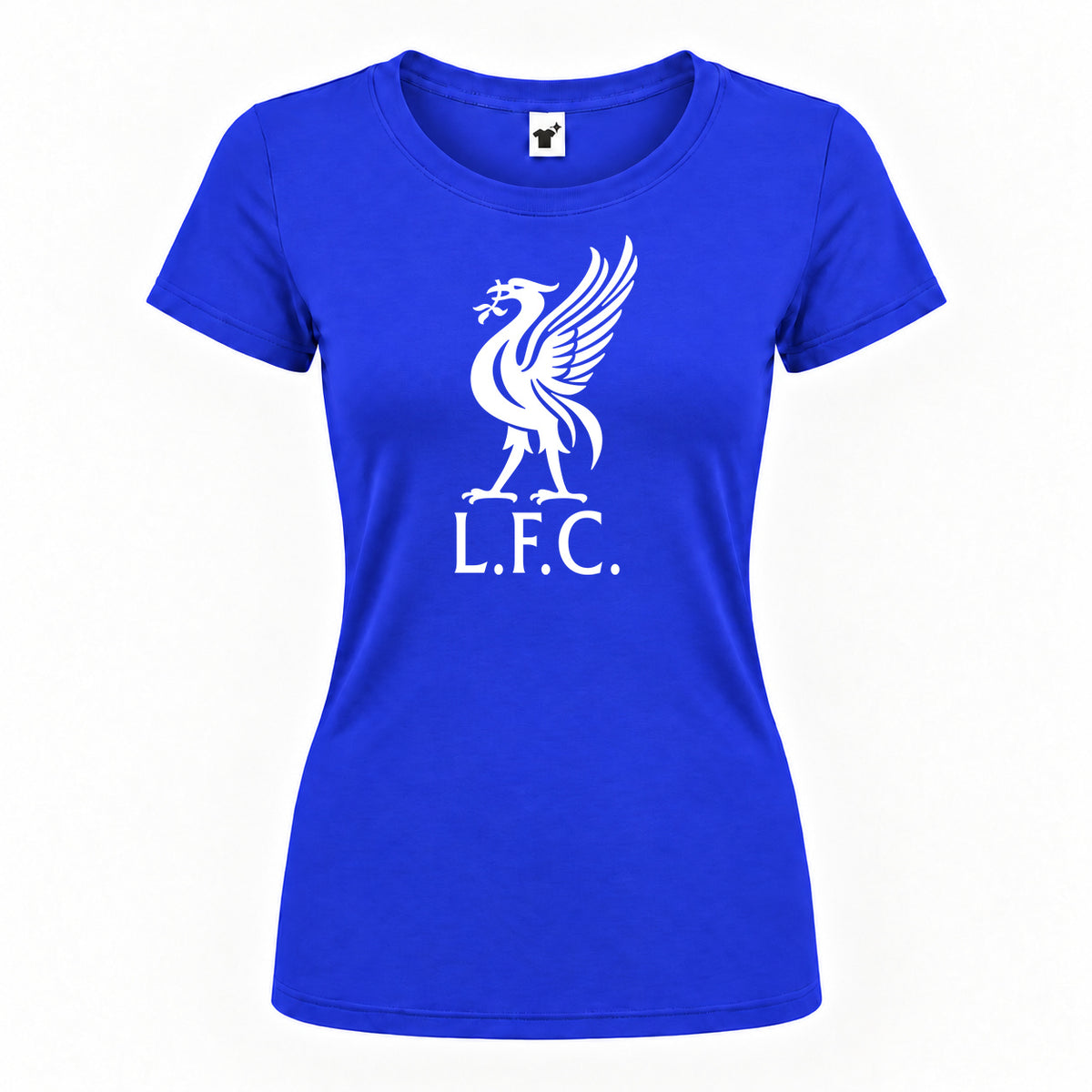 Women's Liverpool L.F.C. Soccer Round Neck T-Shirt — Royal Blue — original logo on current Drive garment