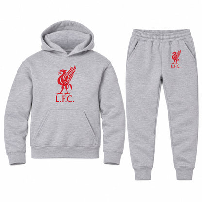 Liverpool L.F.C Soccer youth hoodie jogger set, Sports Grey, Youth Large ages 10–12