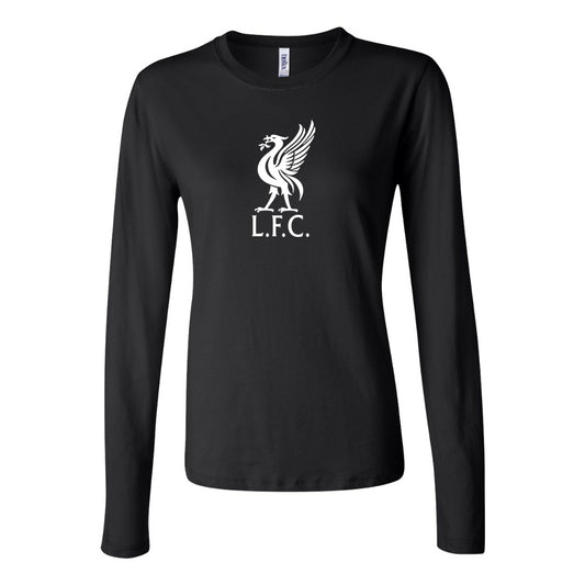 Women's Liverpool L.F.C. Soccer Long Sleeve T-Shirt | Color: Black | Original artwork on Drive garment