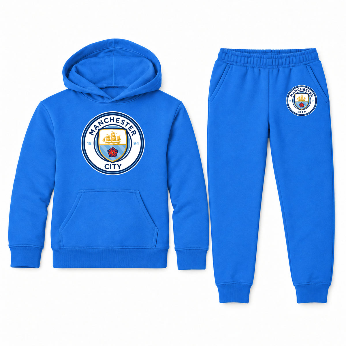 Manchester City Soccer youth hoodie jogger set, Blue, Youth Large ages 10–12