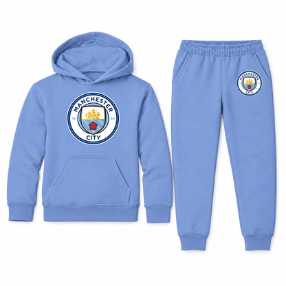 Manchester City Soccer youth hoodie jogger set, Carolina Blue, Youth Large ages 10–12
