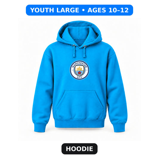 Manchester City Soccer - Youth Large Hoodie (Ages 10–12) | Color: Turquoise