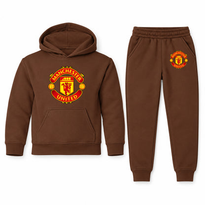 Manchester United Soccer youth hoodie jogger set, Brown, Youth Large ages 10–12