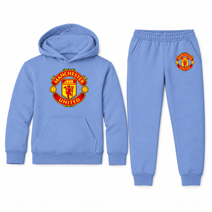 Manchester United Soccer youth hoodie jogger set, Carolina Blue, Youth Large ages 10–12