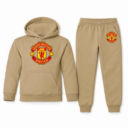 Manchester United Soccer youth hoodie jogger set, Khaki, Youth Large ages 10–12