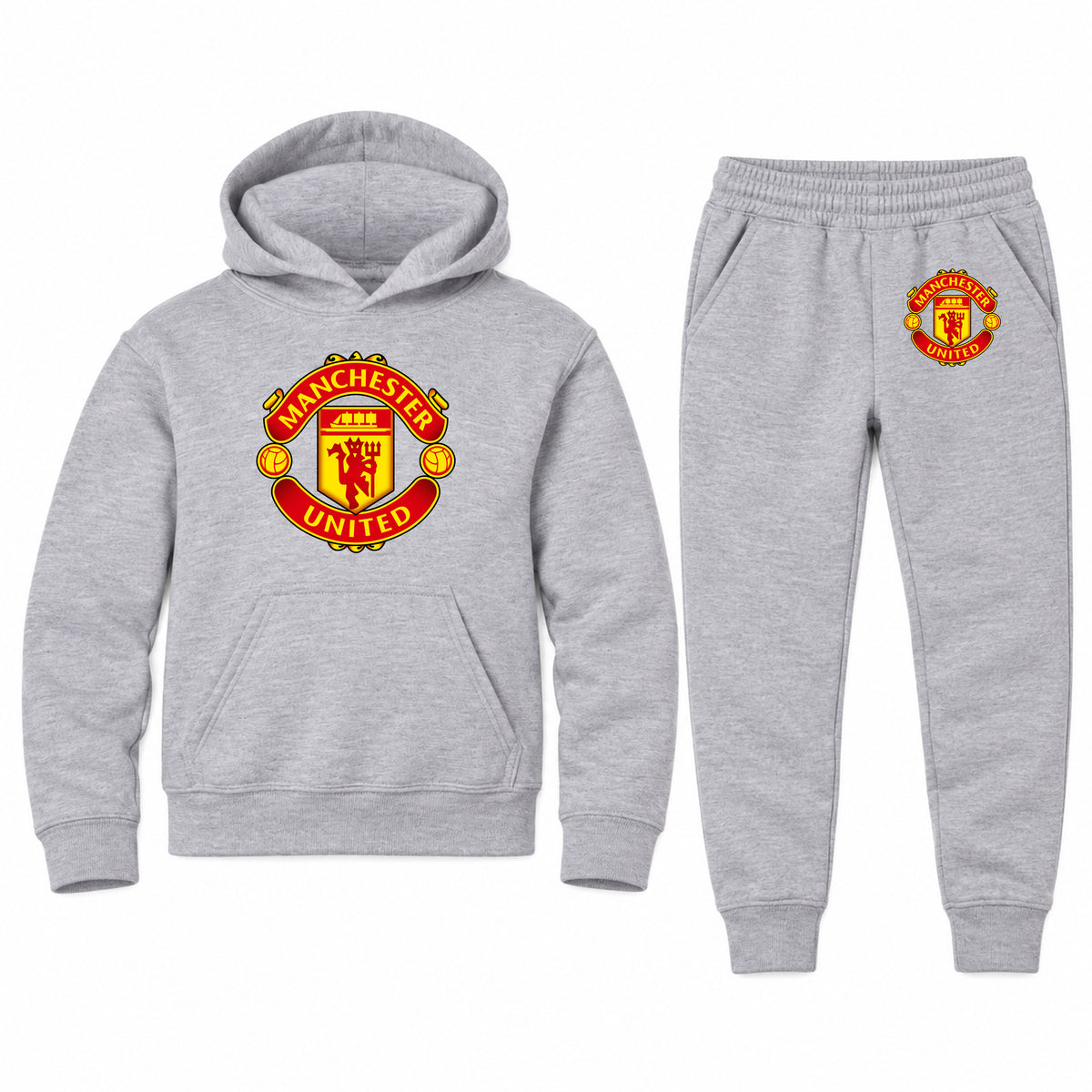 Manchester United Soccer youth hoodie jogger set, Sports Grey, Youth Large ages 10–12